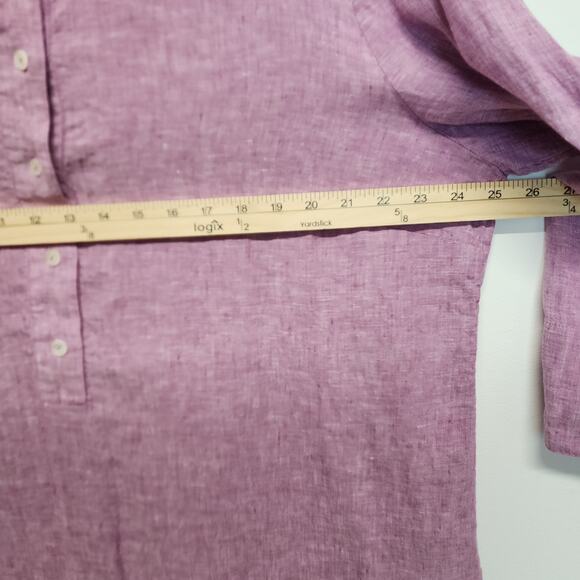 Chicos 4 Linen Tunic Top Size XXL Purple Long Sleeve Collared 1/2 Button Front - Picture 11 of 13